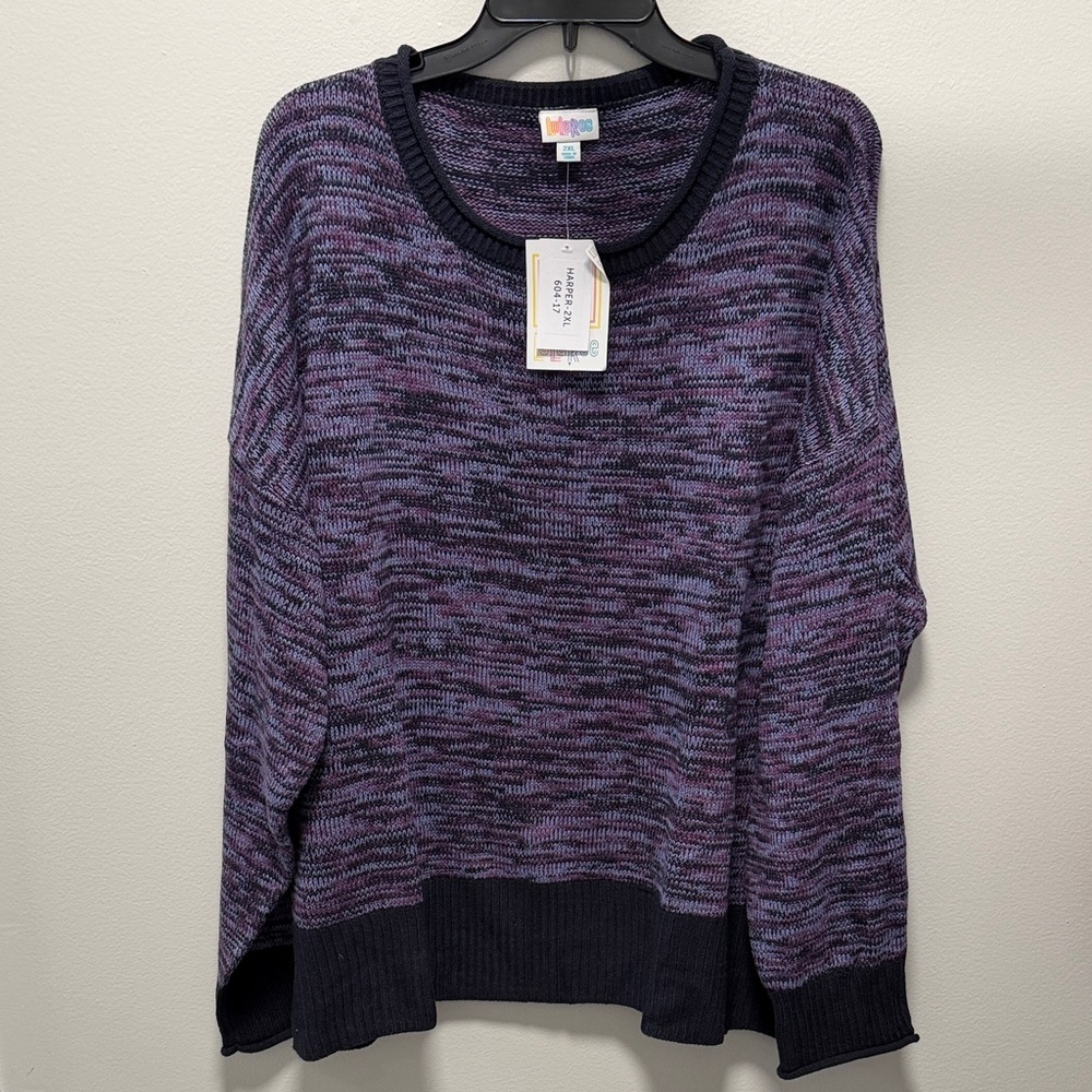 NWT- Women’s LulaRoe Harper Sweater Size 2XL Navy Purple